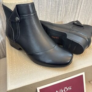 TAOS Womens Oh Snap Leather Boots  Black Size 7 Wide US New Corporate Goth Biker